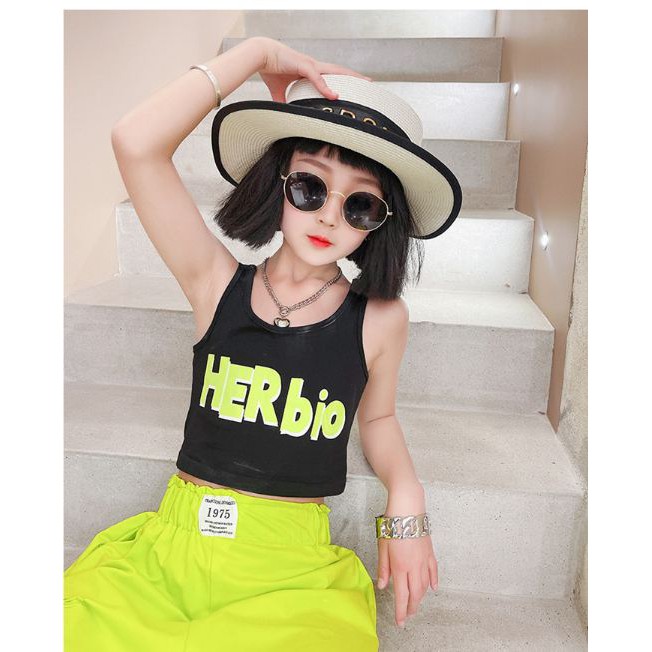 Aó croptop 3 lỗ chữ Hero bé gái 120-170 (3-10 tuổi)-AG374