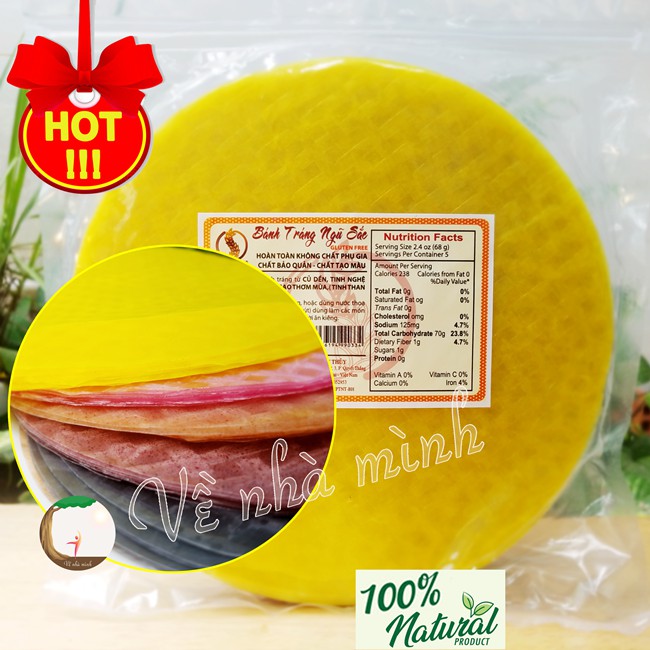 BÁNH TRÁNG NGŨ SẮC GẠO LỨT HỮU CƠ TỰ NHIÊN 500G (dùng cho người lớn, trẻ nhỏ, ăn kiêng giảm cân, ăn chay, ăn thực dưỡng)