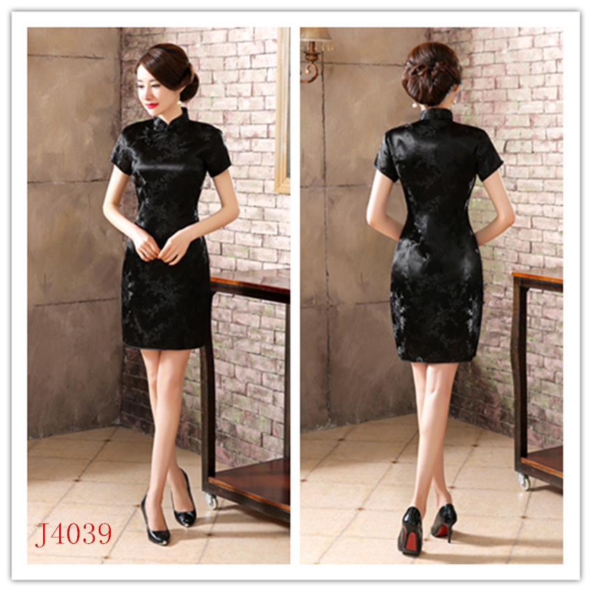 New Women Summer Cheongsam Improved Short Dress Vintage Plum Floral Dress Slim Plus Size Dresses