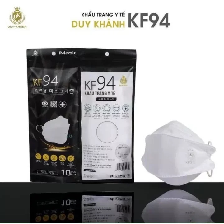 Túi 10 Chiếc Khẩu Trang Hàn Quốc Y Tế 4D Duy Khánh Mask KF94 Kháng Khuẩn