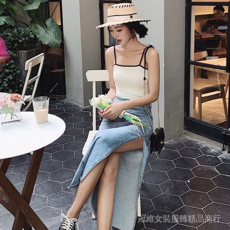 Chân Váy Ôm Eo Cao Mỏng Một Bên Xẻ Tà Cao Thời Trang Raw Edge De
