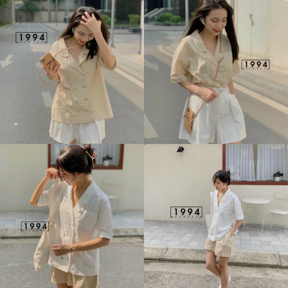 Áo sơ mi BASIC SHIRT form rộng tay ngắn freesize chất vải dày dặn chuẩn form hàng nhập quảng châu