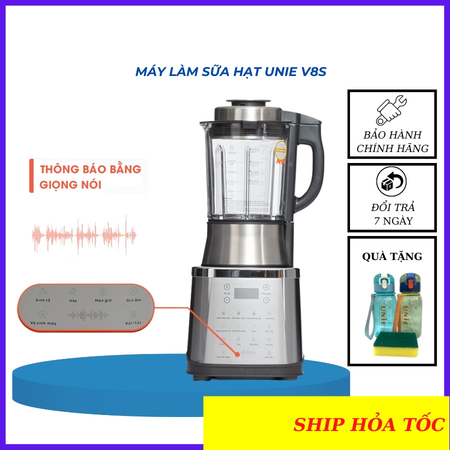 Máy Làm Sữa Hạt Unie V8S, máy nấu sữa đậu nành, xay sinh tố, xay kem, Chính hãng Unie - Bảo hành 24 tháng