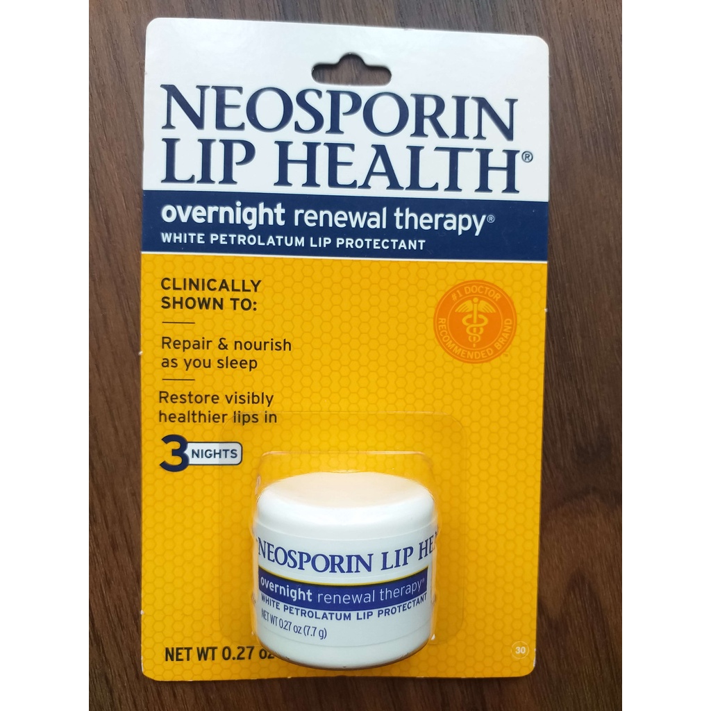 Neosporin, Son Dưỡng Môi Phục Hồi Ban Đêm, Overnight Renewal Therapy, White Petrolatum Lip Protectant (7.7 g)