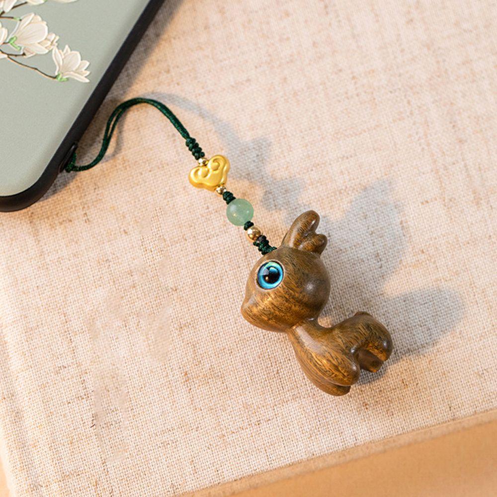 Móc Chìa Khóa / Điện Thoại Bằng Gỗ Hình Hươu Dễ Thương