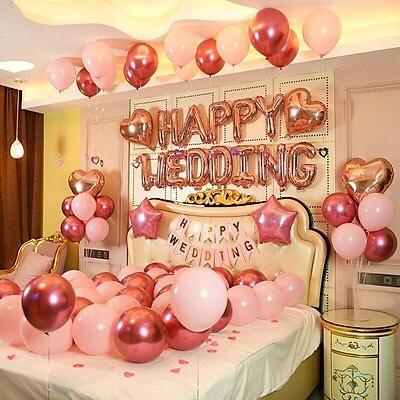 [Ảnh thật] Set trang trí tiệc tình nhân lung linh happy wedding  (COMBO 175)