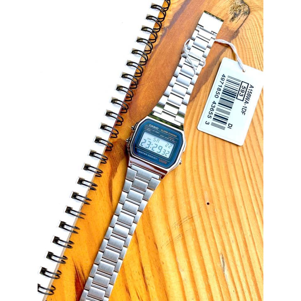 Đồng hồ nam nữ dây kim loại Casio Standard chính hãng Anh Khuê A158WA-1DF siêu chất