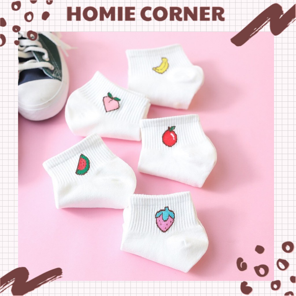 Tất nữ trắng Hàn Quốc hình hoa quả dễ thương HC14