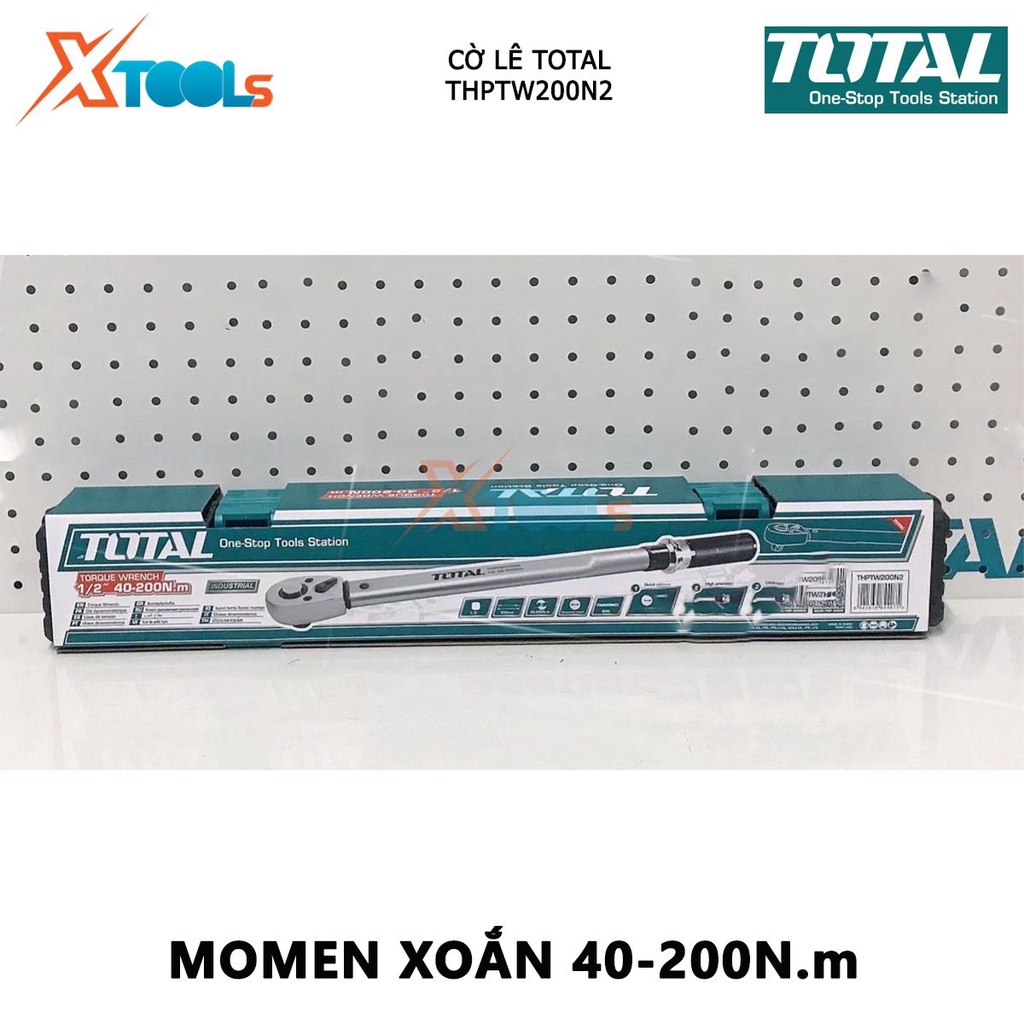 Cờ lê lực TOTAL THPTW200N2 | cần xiết lực Kích thước 1/2 inch, Chiều dài 500 mm, Mô men xoắn 40 - 200 N.m, Chất liệu CRV