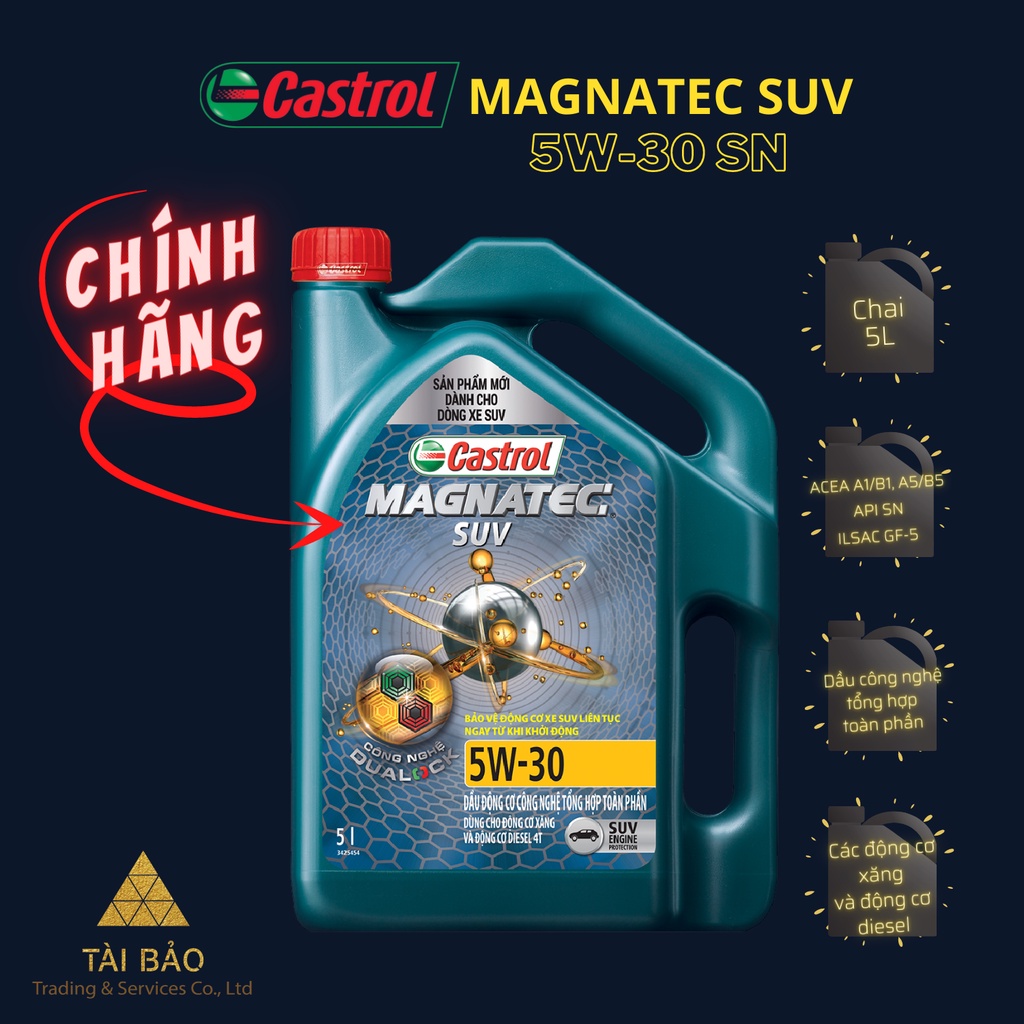 Dầu nhớt tổng hợp ô tô CASTROL Magnatec SUV 5W-30 SN Chính Hãng- bình 5 lít