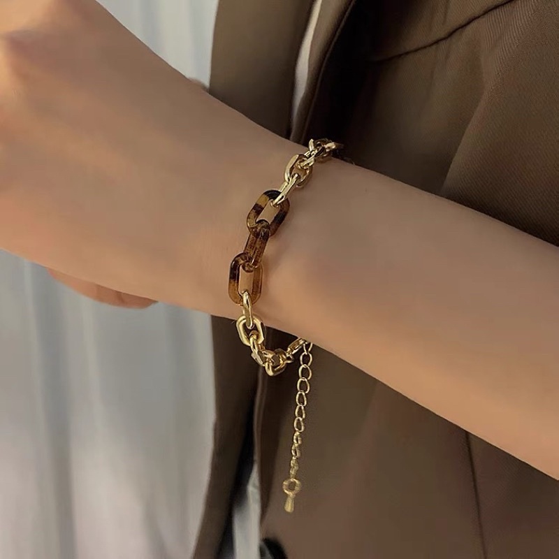 Lắc Tay Xích Vàng Mix Xích Đá Dành Cho Nữ