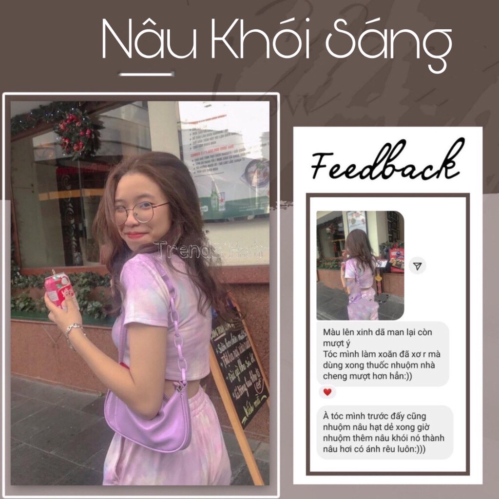 THUỐC NHUỘM TÓC NÂU KHÓI SÁNG không cần thuốc tẩy tóc cho nam và nữ ( phù hợp từ nền tóc lv6 sẽ đẹp hơn) | TRENDS HAIR |