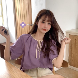 Áo voan kiểu thiết kế đơn giản trẻ trung phong cách Hàn Quốc cho nữ