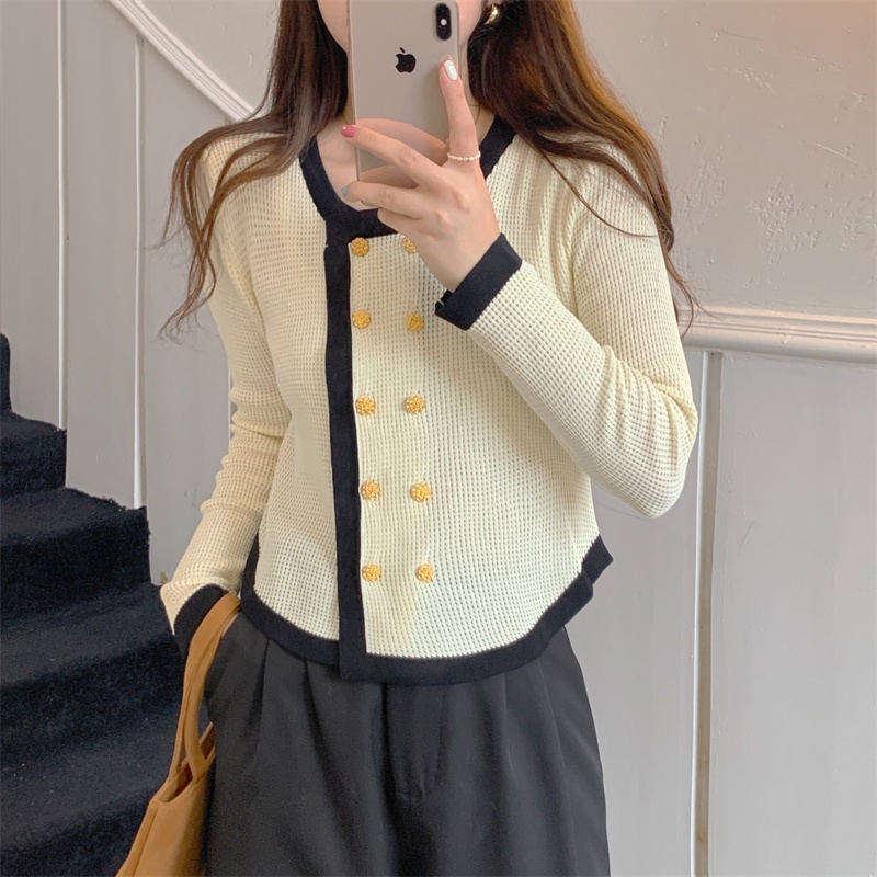 Áo cardigan dệt kim ZHELIHANGFEI tay dài lưng cao dễ phối đồ phong cách thời trang