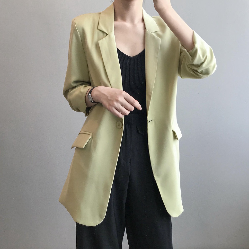 Áo Khoác Blazer Màu Trơn Thoáng Khí Phong Cách Hàn Quốc Thời Trang Mùa Hè  Cho Nữ