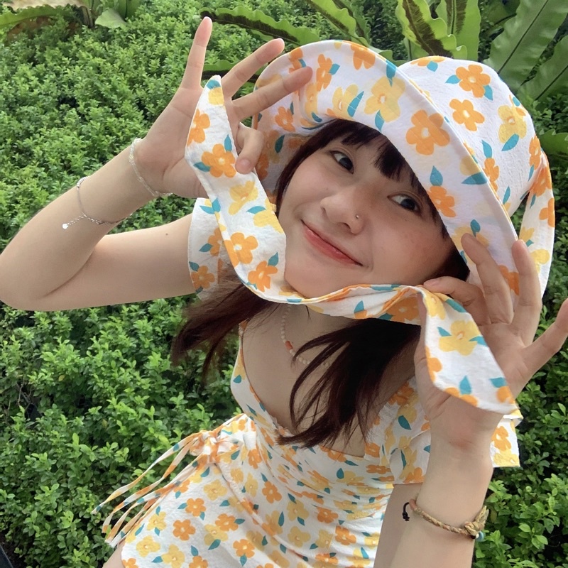 REMOLACHA | Meiji Set | Set váy áo nón hoa vàng