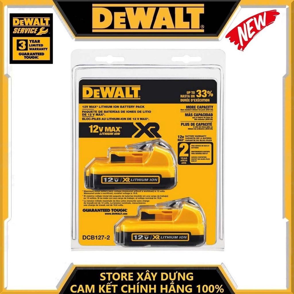 PIN CHO MÁY KHOAN 10.8- 12V MAX-2AH DEWALT DCB127- HÀNG CHÍNH HÃNG