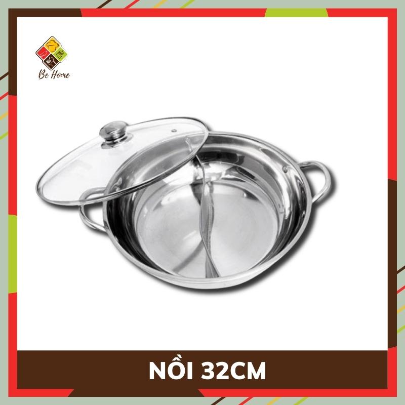 Nồi lẩu 2 ngăn BEHOME Nồi nấu lẩu inox  - Nồi 2 dùng được Bếp Từ Làm Nóng Cực Nhanh Đa Năng