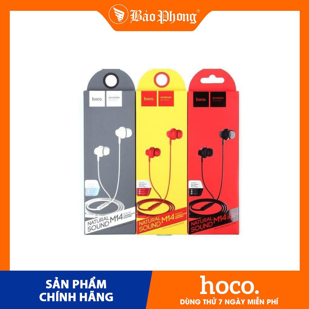 Tai Nghe liền dây HOCO M14 có micro chân tròn 3.5mm Dành cho điện thoại iP Huawei Samsung Oppo Realme