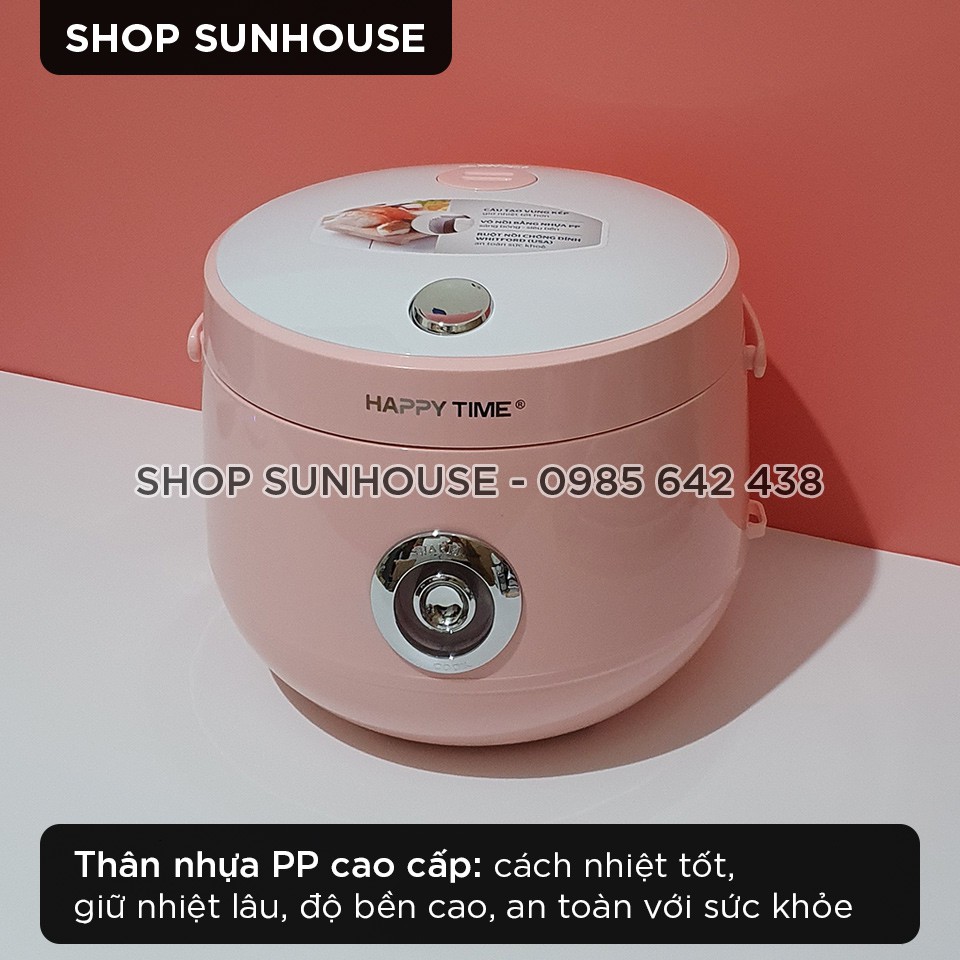 Nồi cơm điện 1.8L SUNHOUSE HappyTime HTD8521P thân nhựa siêu bền | BigBuy360 - bigbuy360.vn