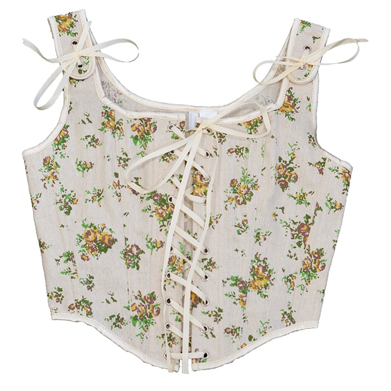 Áo Crop Top Nữ In Hoa Phong Cách Vintage Gợi Cảm