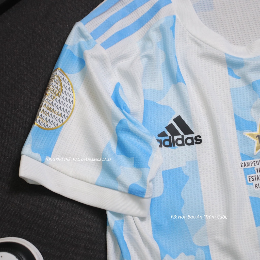 Áo Argentina Copa América 2021- Set Bộ Thể Thao Tuyển Agentina Màu Trắng Xanh Quần Tím Than - Vải Thái Chuẩn Áo Đấu