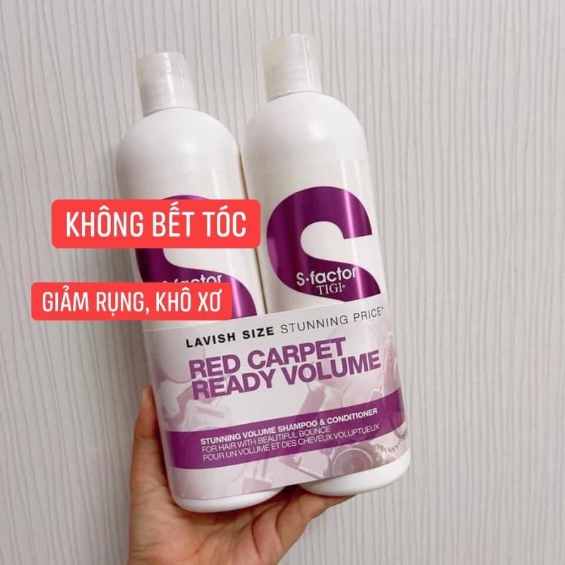 [CHÍNH HÃNG] Cặp gội xả tigi trắng Red Carpet Ready Volume 750ml giúp dưỡng ẩm, làm bồng tóc