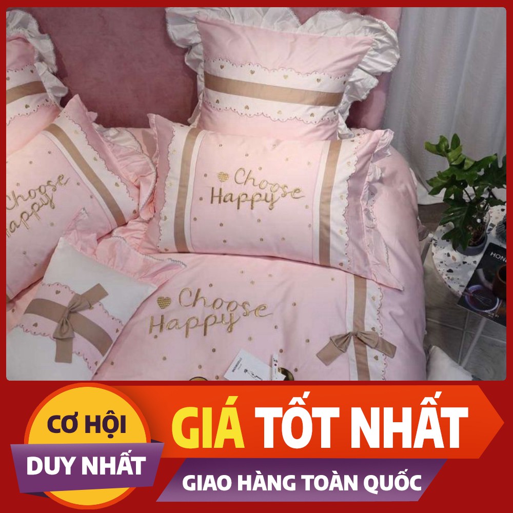 Chăn ga lụa thêu bánh bèo