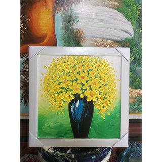 Tranh sơn dầu vẽ tay kích thước 35x35cm cả khung