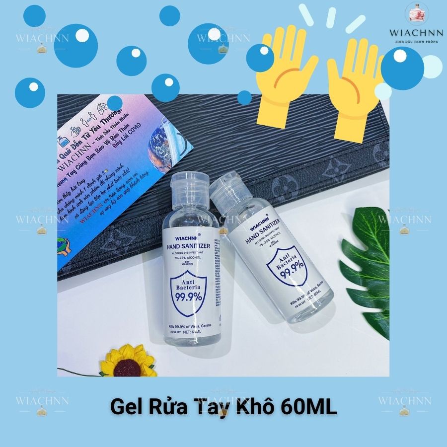 Gel Rửa Tay Khô Sạch Khuẩn WIACHNN 60ML Nước Rửa Tay Khô Tiện Lợi Nhỏ Gọn Khi Ra Ngoài NRT