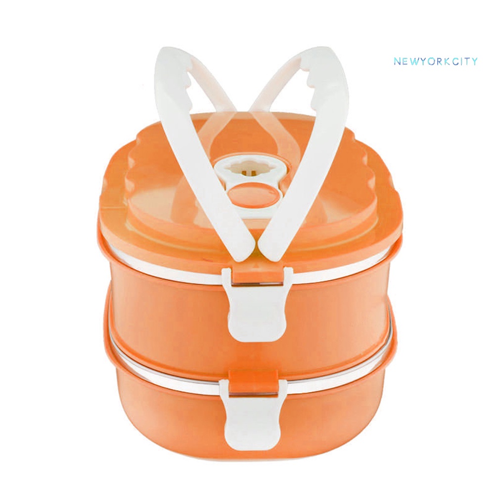 Hộp Đựng Cơm Trưa Cách Nhiệt 1/2 Tầng Hình Chữ Nhật Bằng Thép Không Gỉ NYC