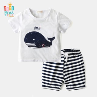 Bộ quần áo trẻ em họa tiết cá voi trắng Wapypy cho bé 10-26kg - Quần áo cho bé cotton Quảng Châu