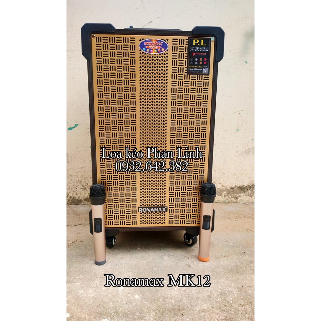 Loa kéo ronamax Mk12 gỗ 3 tất kèm 2 mciro không dây ( loa kéo ronamax mt12 )