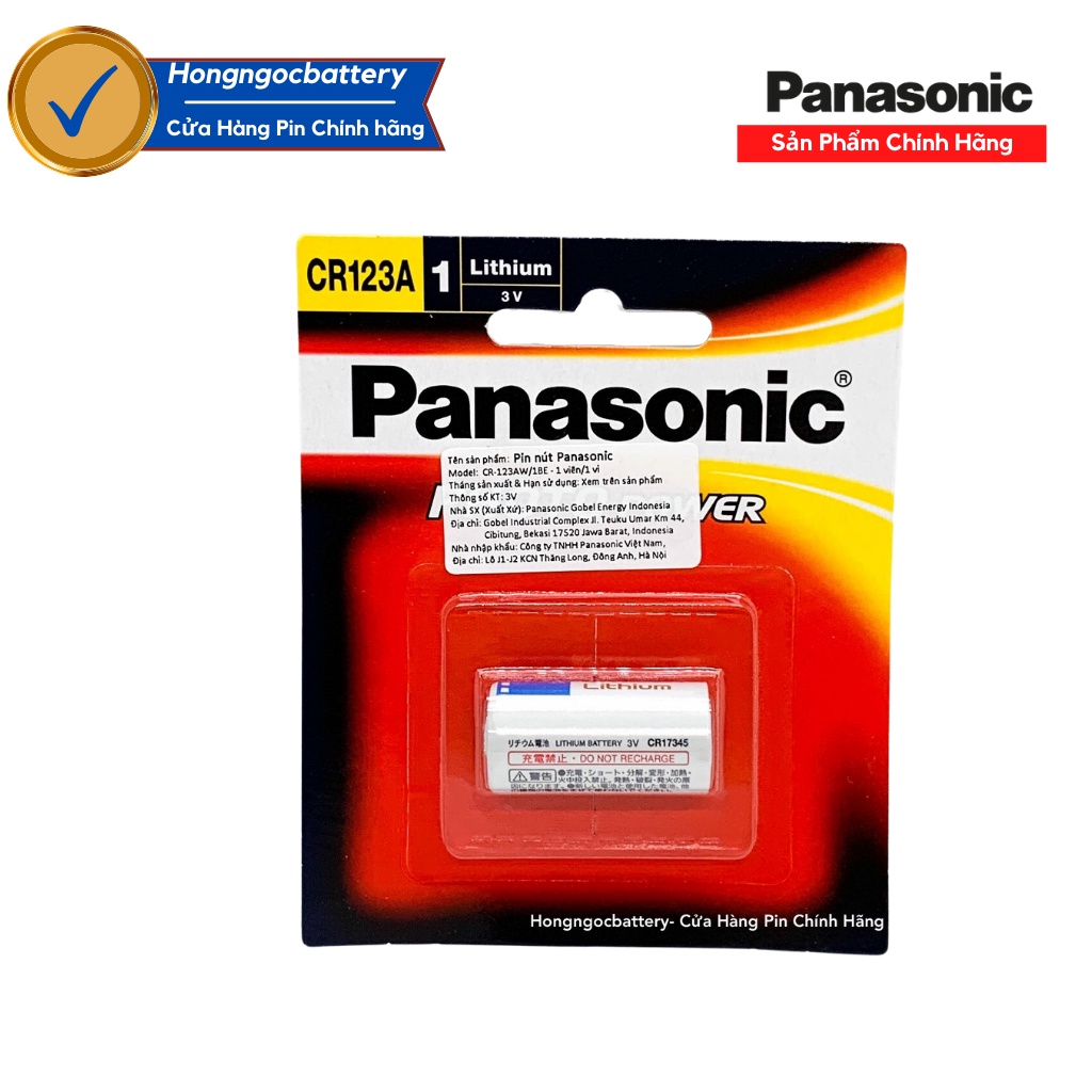 Vỉ 1 Viên CR123 ( CR123A )Panasonic Lithium 3 V - Hàng chính hãng