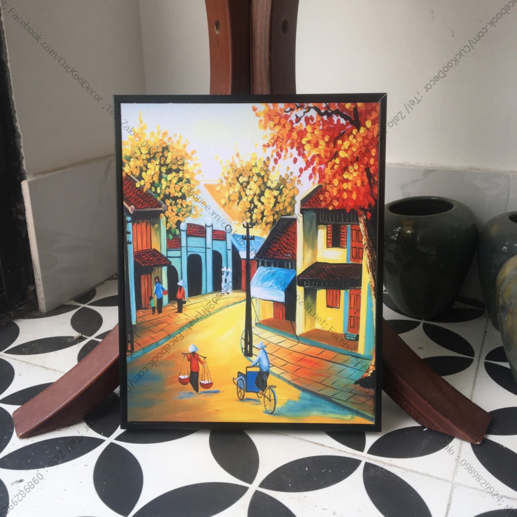 Tranh Hà Nội Phố - tranh in canvas kích thước  cơ bản 35x50cm