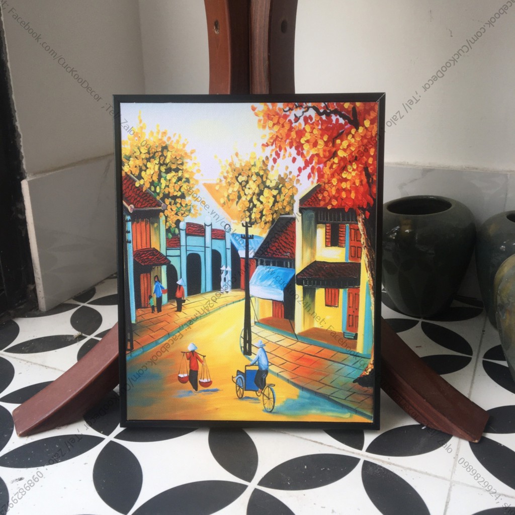 Tranh Hà Nội Phố - tranh in canvas kích thước  cơ bản 35x50cm ( có thể làm theo kích thước khác)