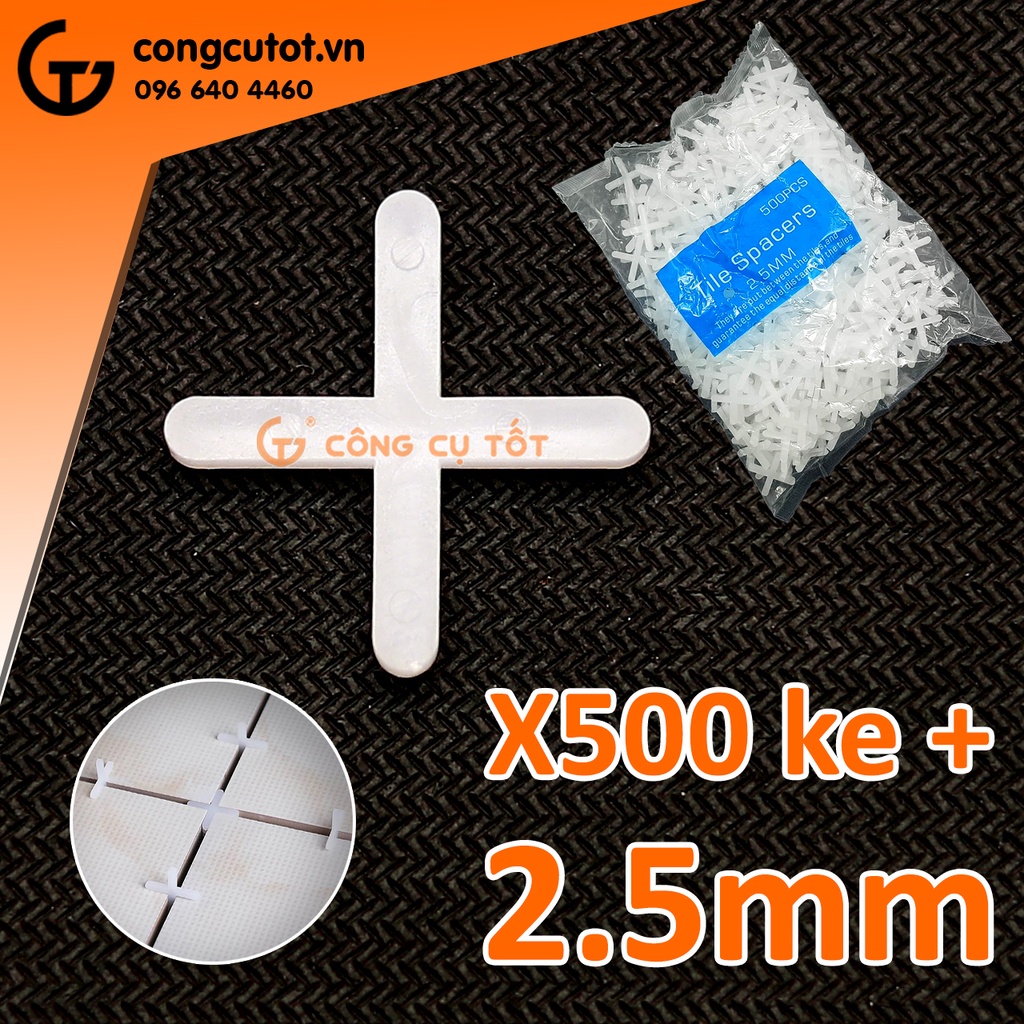 Túi 500 ke chữ thập, ke dấu cộng, ke nhựa chữ thập tạo khe hở hỗ trợ ốp lát gạch, cân bằng gạch