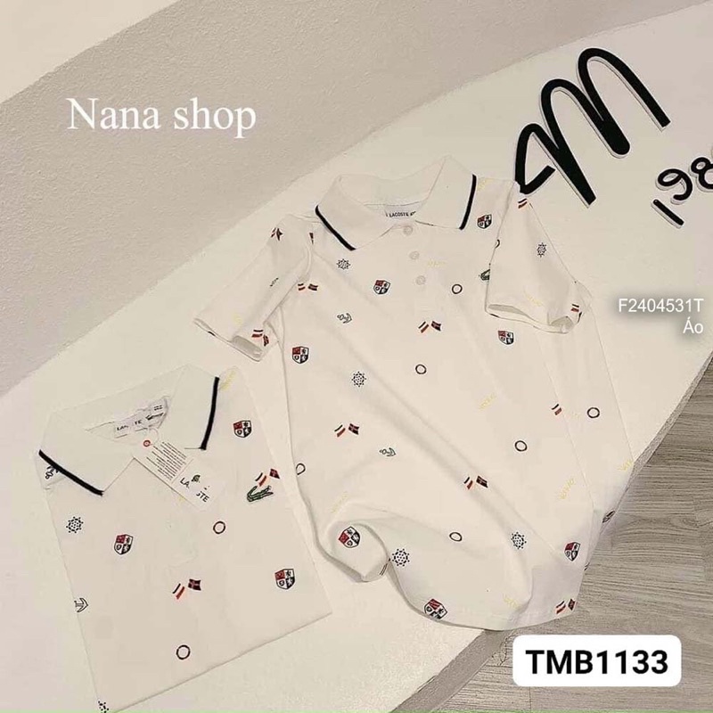 Áo thun cổ trụ phối họa tiết