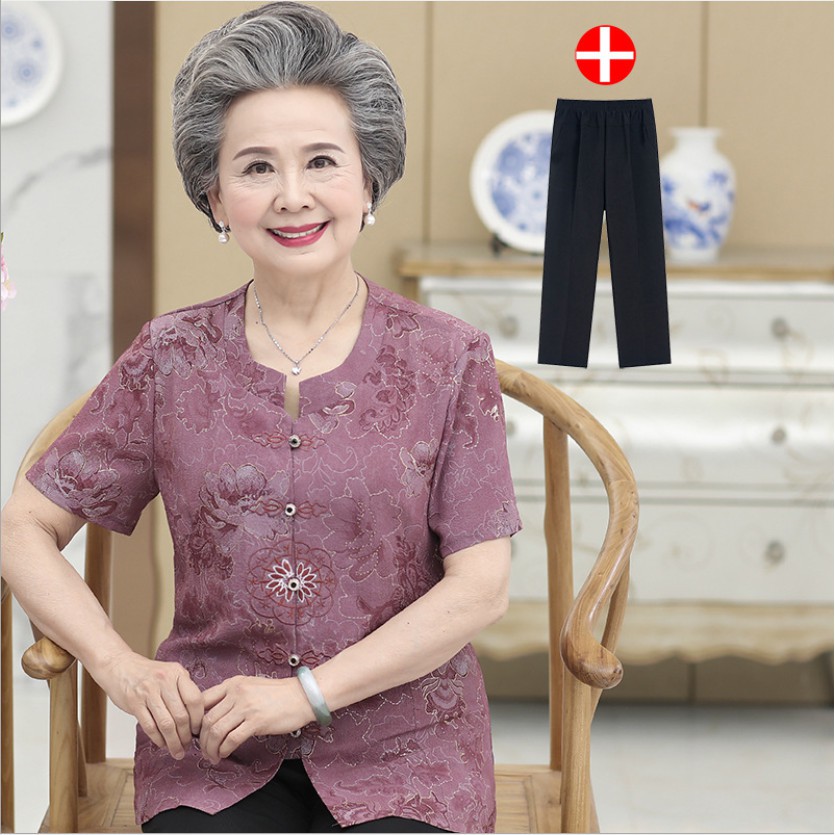 Thời trang trung niên cho bà - Bộ đồ mùa hè cho người cao tuổi