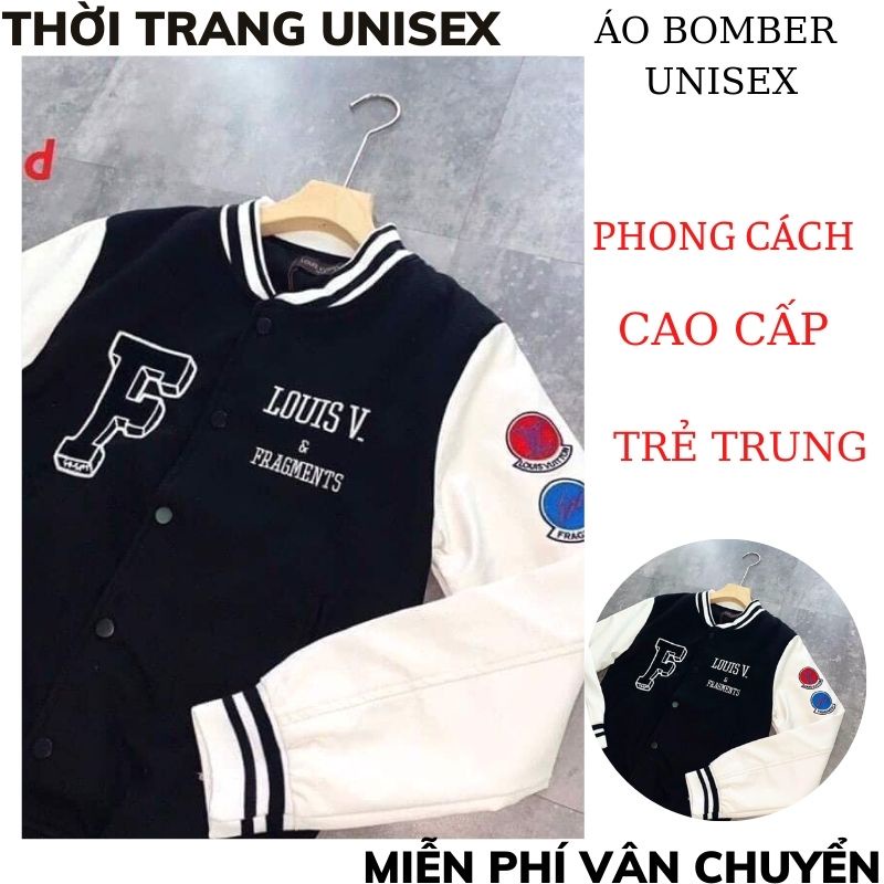 Ao Bomber unisex form rộng , in chữ F.LOUIS (ABB04) Áo Khoác Không Cổ Có Cúc Bấm - Áo Khoác Bomber Chất Đẹp XƯỞNG MTC2
