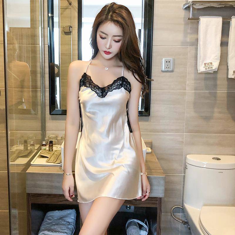 Váy ngủ 2 dây lụa mặc nhà nữ liền Cao cấp gợi cảm, đầm ngủ 2 dây,Váy Đầm ngủ lụa ren hai dây | BigBuy360 - bigbuy360.vn