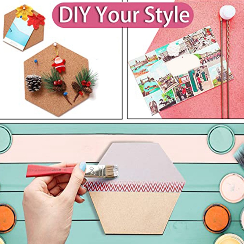 Set 6 Bảng Ghim Hình Lục Giác Dày Tự Dính Dùng Ghi Chú Trang Trí Tường