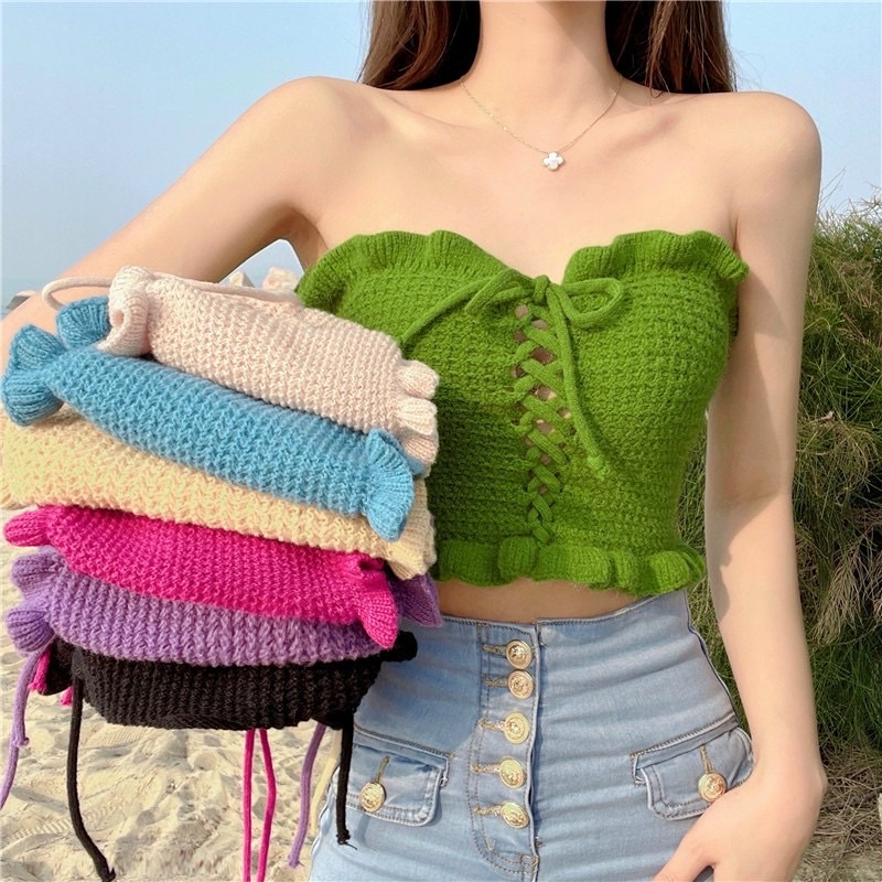 Áo len sò quây yếm xinh xắn nhiều màu A094
