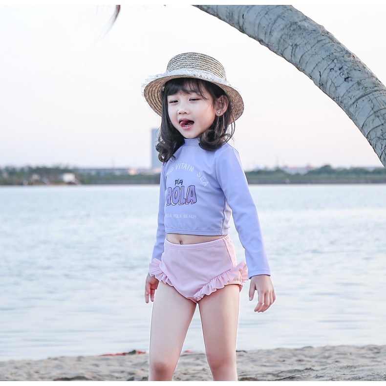 Bộ bơi dài tay bé gái size 12-24kg DB07