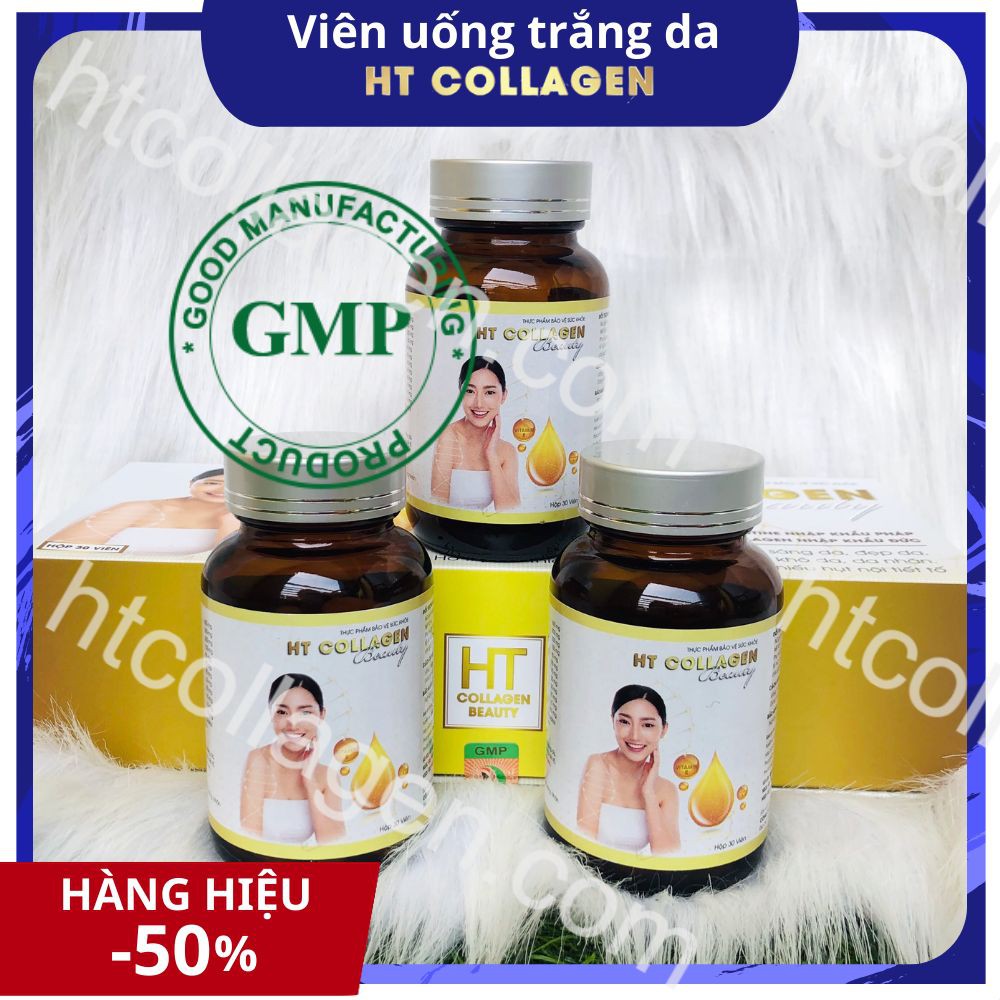Viên uống đẹp da Collagen 3 hộp trắng da, căng mịn da sau 1 tháng HT COLLAGEN