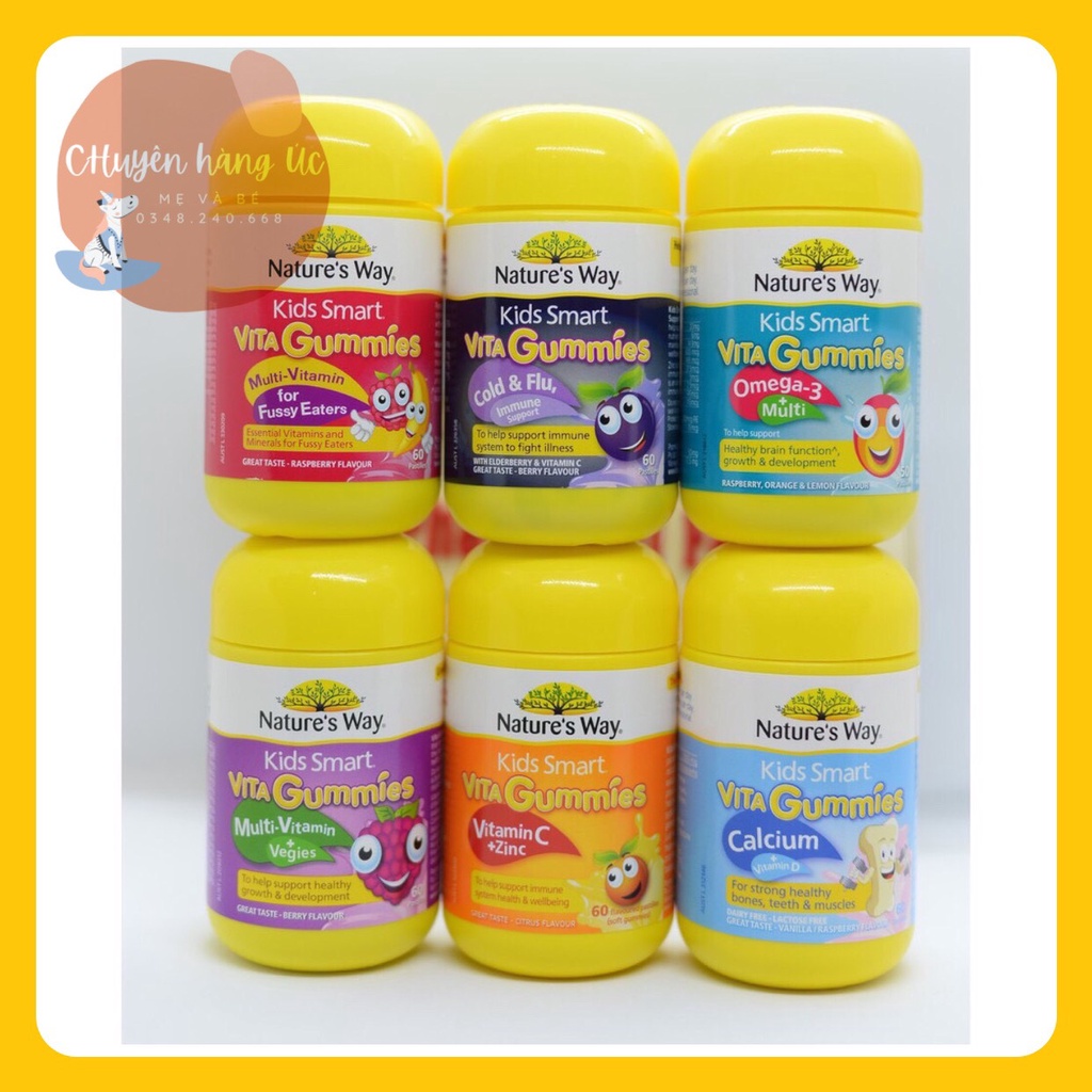 Kẹo Dẻo Nature's Way Kids Smart Vita Gummies Multi Vitamin Lọ 60 Viên