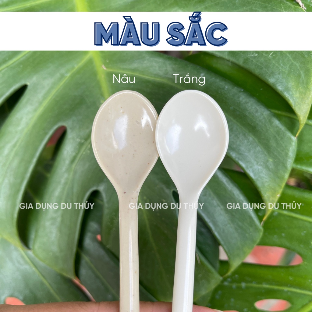 Muỗng nhựa khuấy cafe, muỗng sinh tố màu đen, trắng, vàng, cam, hồng, xanh chất liệu nhựa melamine của gia dụng Du Thủy