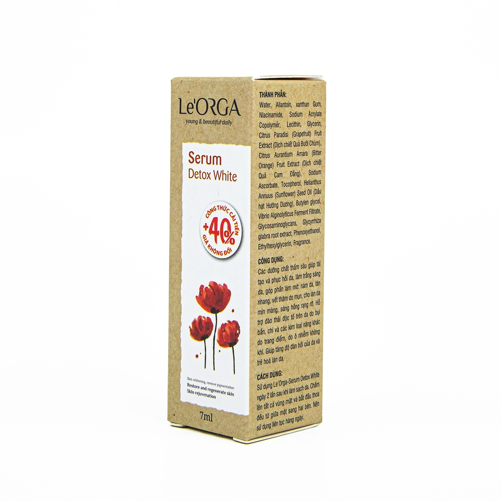 Serum Trắng Da Mờ Nám Le'Orga - Detox White Tinh Chất Trẻ Hóa Da Tăng Độ Ẩm Huyết Thanh Giảm Lão Hóa 7ml