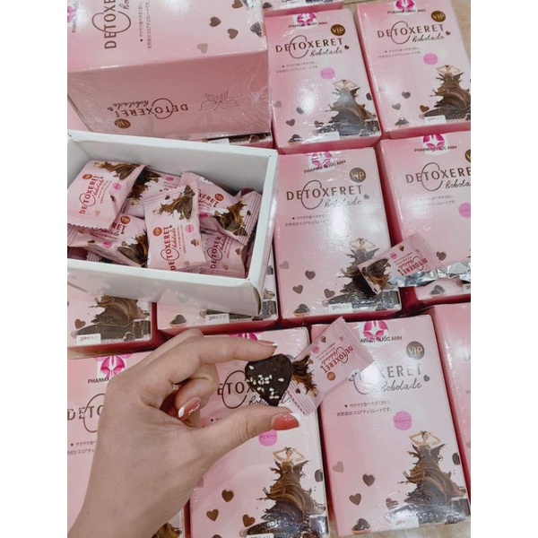 Kẹo sôcôla giảm cân Detoxeret Chokolade Vip x3 hộp 30 gói. Giảm 4_15kg. Hàng chính hãng