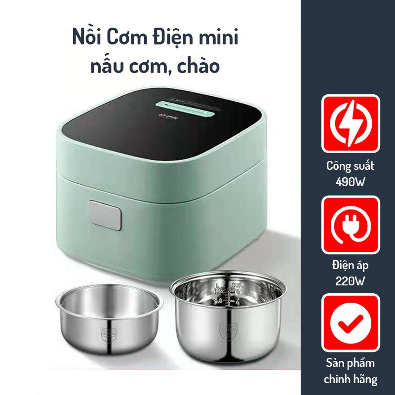 Nồi Cơm Điện Mini Đa Năng ❤️FREESHIP❤️ Dung Tích 2.6 Lít Hợp Gia Đình Nhỏ, Hàng Nội Địa Cao Cấp (Nấu Cháo, Chưng, Luộc)